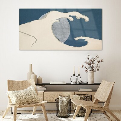 Glas foto Een golf in het maanlicht