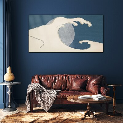 Glas foto Een golf in het maanlicht