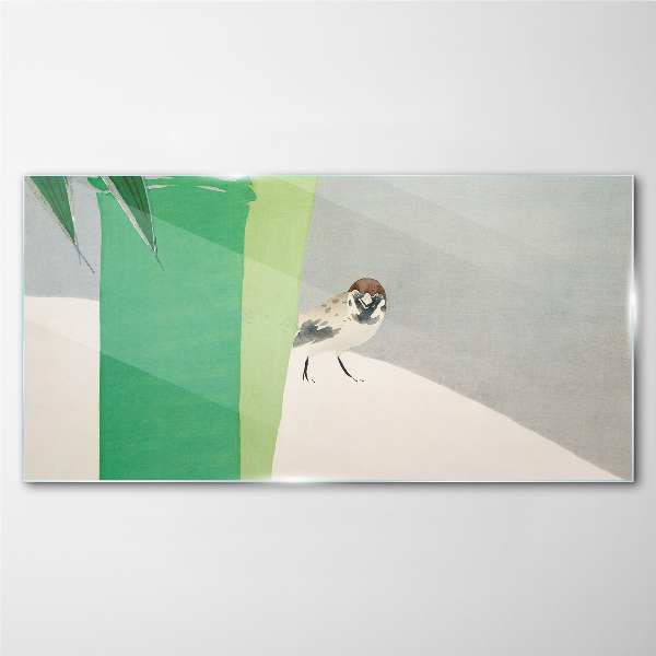 Schilderij op glas Een gevleugelde vriend in het groen