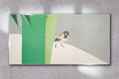 Schilderij op glas Een gevleugelde vriend in het groen