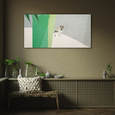 Schilderij op glas Een gevleugelde vriend in het groen