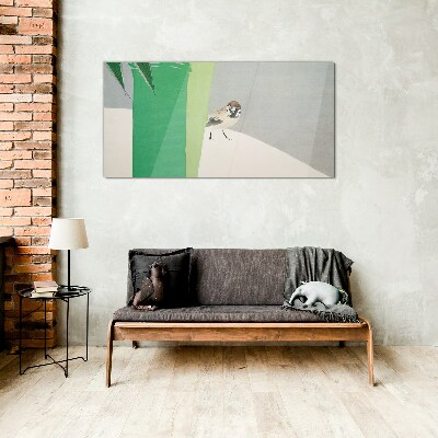 Schilderij op glas Een gevleugelde vriend in het groen