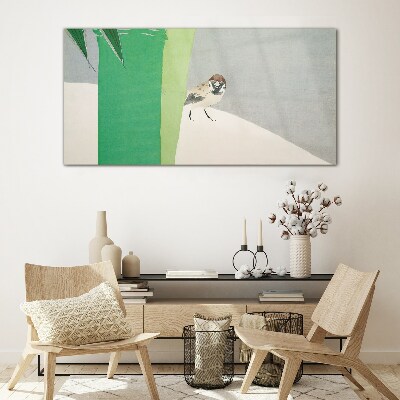 Schilderij op glas Een gevleugelde vriend in het groen