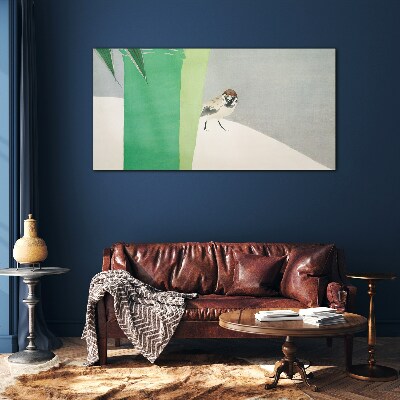 Schilderij op glas Een gevleugelde vriend in het groen