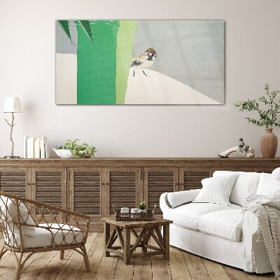 Schilderij op glas Een gevleugelde vriend in het groen