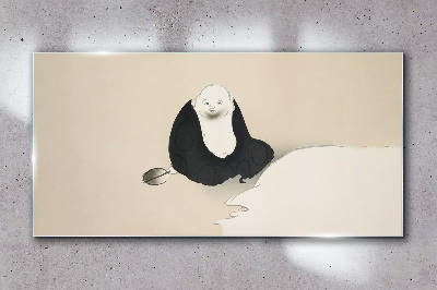 Foto op glas Een stil moment in een monochrome ruimte