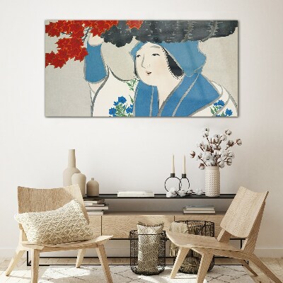 Glas foto Vreugde tussen de herfstbladeren