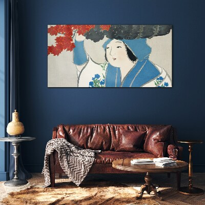 Glas foto Vreugde tussen de herfstbladeren