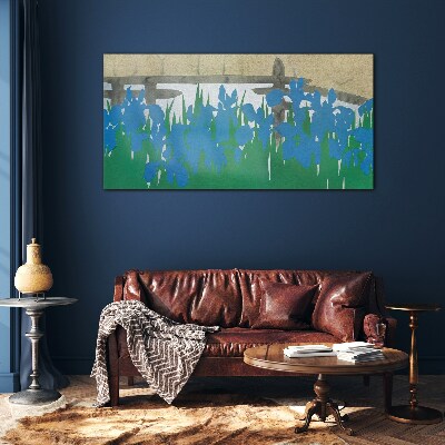 Schilderij op glas Bloemen in tinten blauw