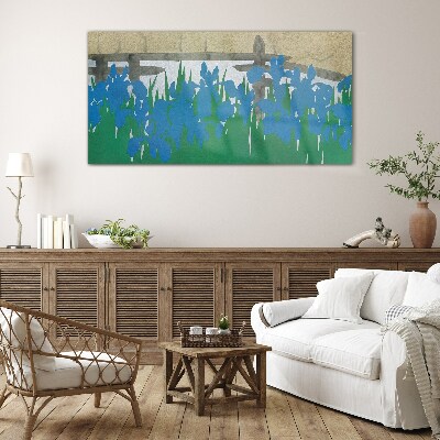 Schilderij op glas Bloemen in tinten blauw