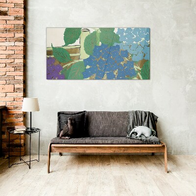 Foto op glas Bloemencomposities in pastelkleuren