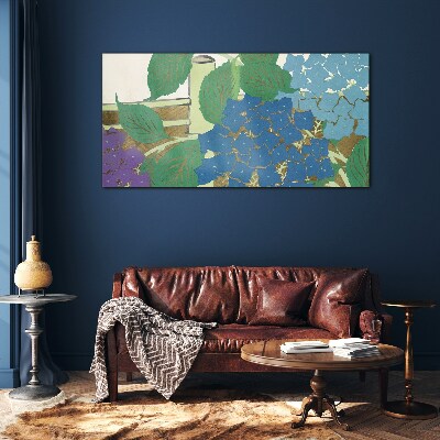 Foto op glas Bloemencomposities in pastelkleuren