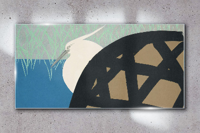 Glas foto Een vogel in het landschap