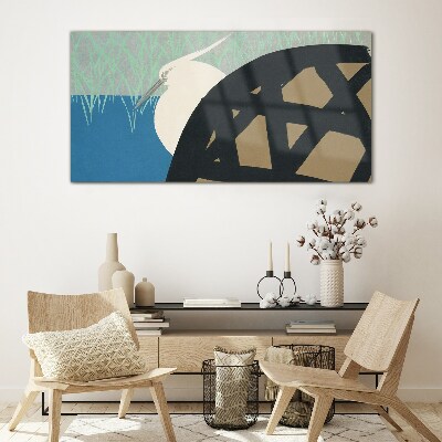 Glas foto Een vogel in het landschap