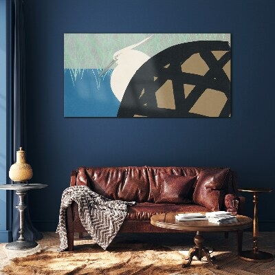 Glas foto Een vogel in het landschap