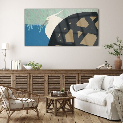 Glas foto Een vogel in het landschap