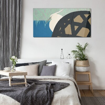 Glas foto Een vogel in het landschap