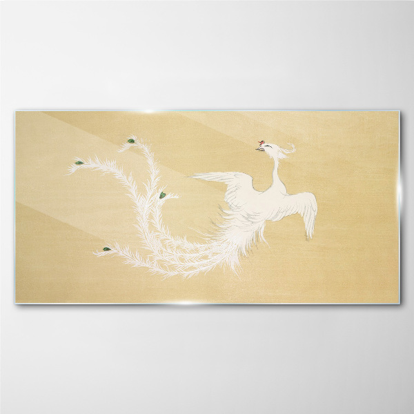 Schilderij op glas Witte feniks op een gouden achtergrond