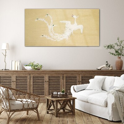 Schilderij op glas Witte feniks op een gouden achtergrond