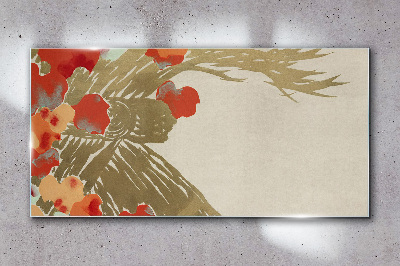 Schilderij op glas Bloemenmotief in warme tinten