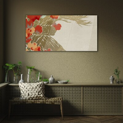 Schilderij op glas Bloemenmotief in warme tinten