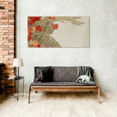 Schilderij op glas Bloemenmotief in warme tinten