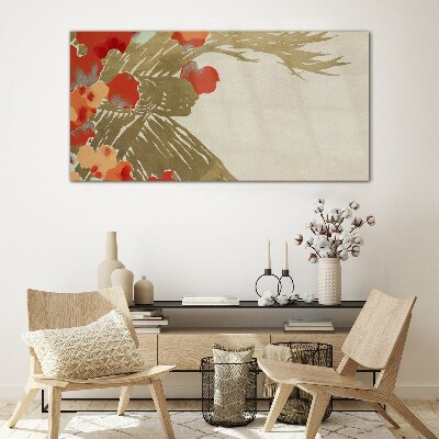 Schilderij op glas Bloemenmotief in warme tinten