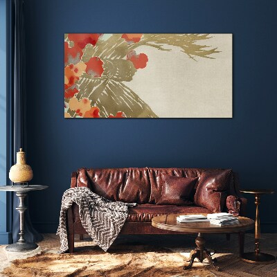 Schilderij op glas Bloemenmotief in warme tinten