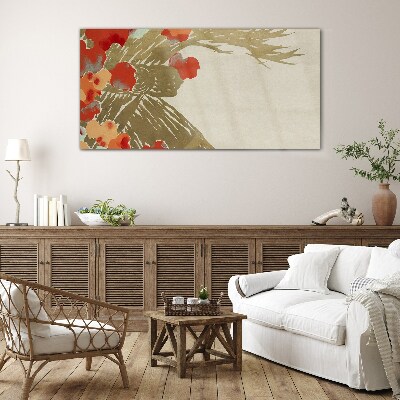 Schilderij op glas Bloemenmotief in warme tinten