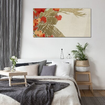 Schilderij op glas Bloemenmotief in warme tinten