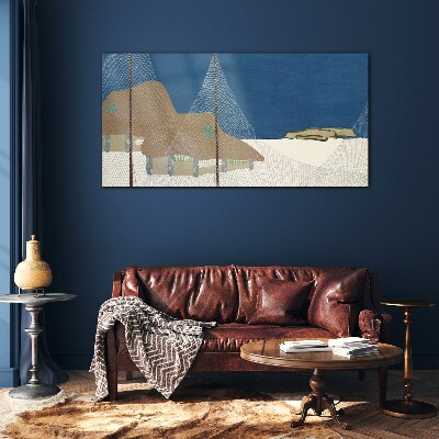 Foto op glas Abstract landschap met een raster