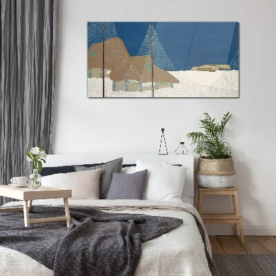 Foto op glas Abstract landschap met een raster