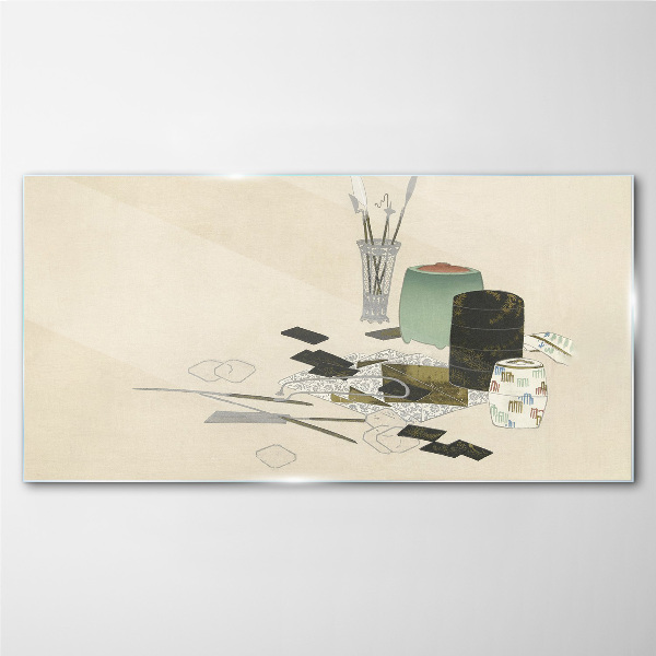 Glas foto Een minimalistische compositie met keramiek