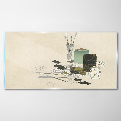 Glas foto Een minimalistische compositie met keramiek