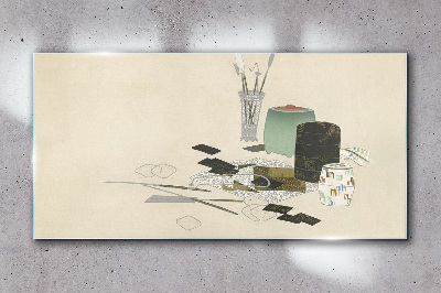 Glas foto Een minimalistische compositie met keramiek