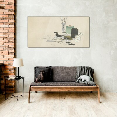 Glas foto Een minimalistische compositie met keramiek