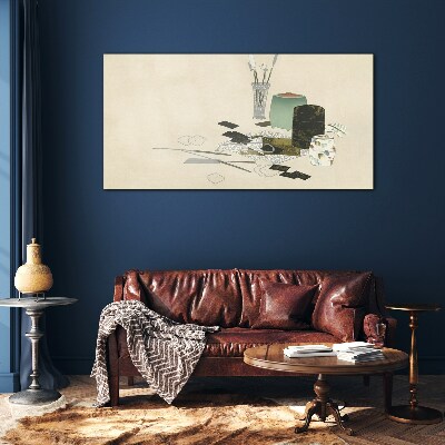 Glas foto Een minimalistische compositie met keramiek