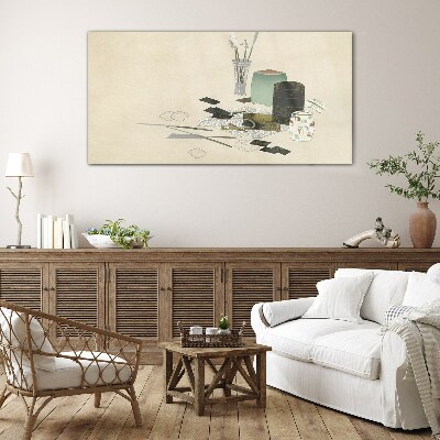 Glas foto Een minimalistische compositie met keramiek