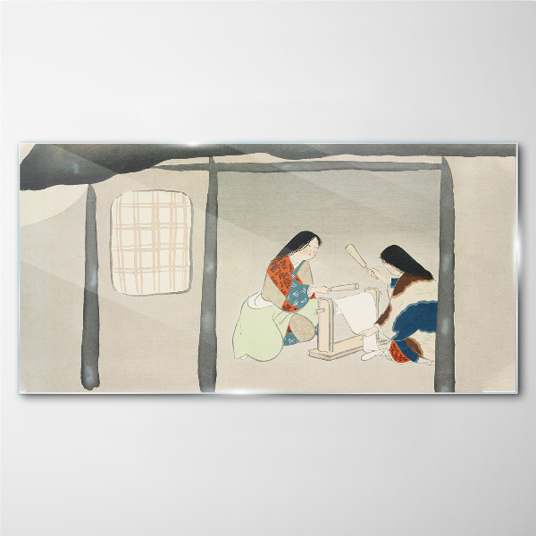 Schilderij op glas Werken in een traditioneel Japans dorp