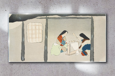 Schilderij op glas Werken in een traditioneel Japans dorp