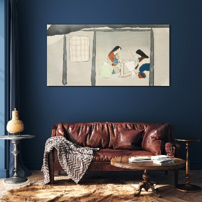 Schilderij op glas Werken in een traditioneel Japans dorp