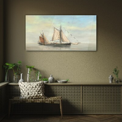 Glas foto Een rustige ochtend op het water