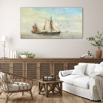 Glas foto Een rustige ochtend op het water