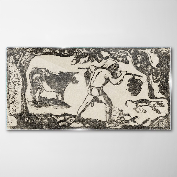 Glas foto Pastorale scène met vee