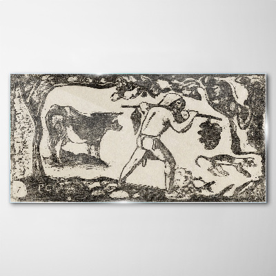 Glas foto Pastorale scène met vee