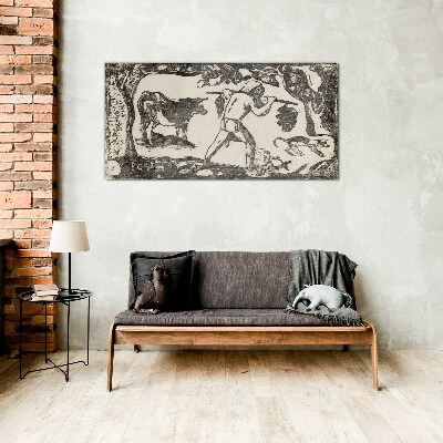 Glas foto Pastorale scène met vee