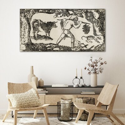 Glas foto Pastorale scène met vee