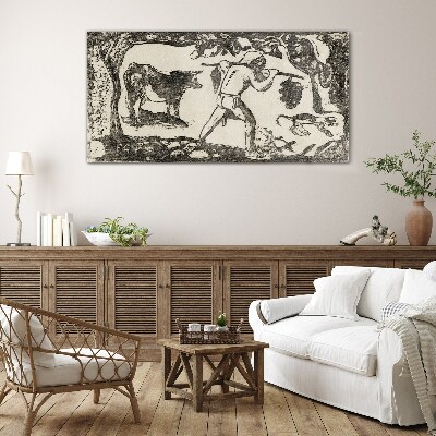 Glas foto Pastorale scène met vee