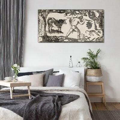 Glas foto Pastorale scène met vee