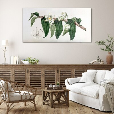 Foto op glas Bloemstuk met bladeren